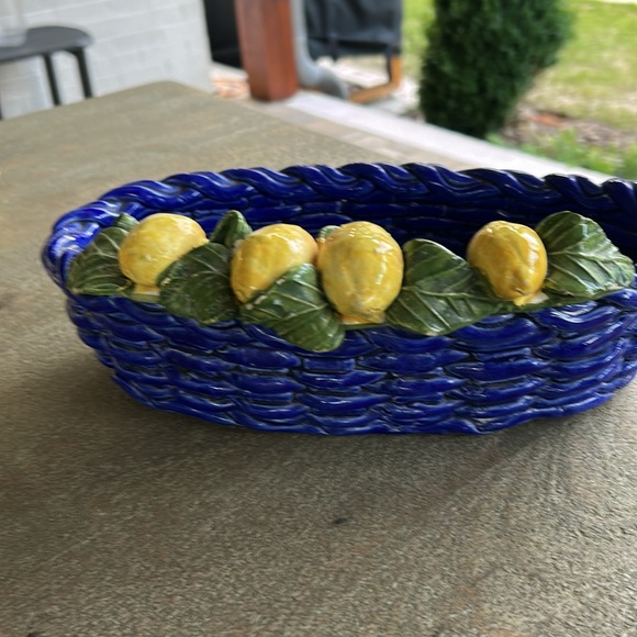 Italian Ceramic Basket Weave Lemon Basket - Picture 11 of 12